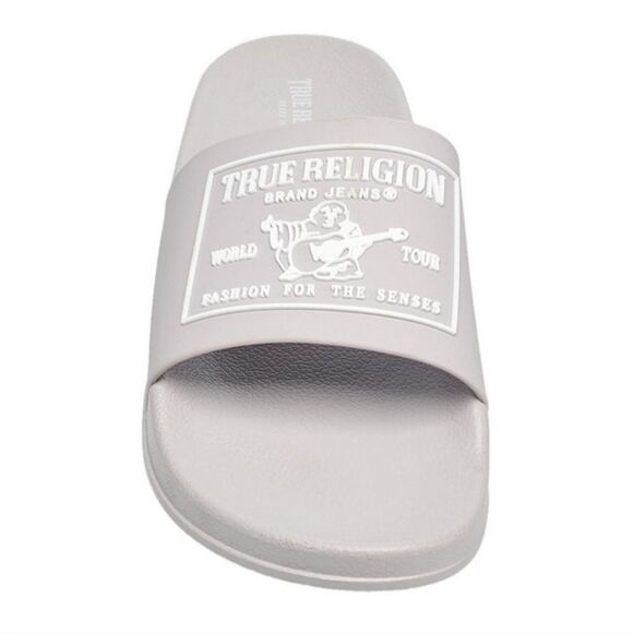 True Religion Kendrick Logo Slide Sandals- Light Grey - Picture 4 of 10
